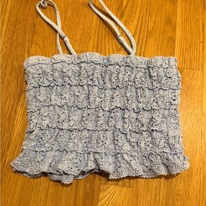 Ocean Drive Sky Blue Lace Top